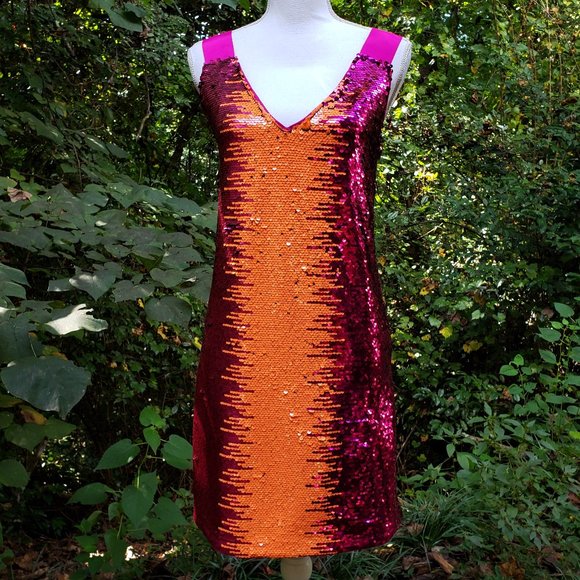 A/X Armani Exchange Dresses & Skirts - A/X ARMANI EXCHANGE Sequin Party Dress Fuchsia Orange Size 8